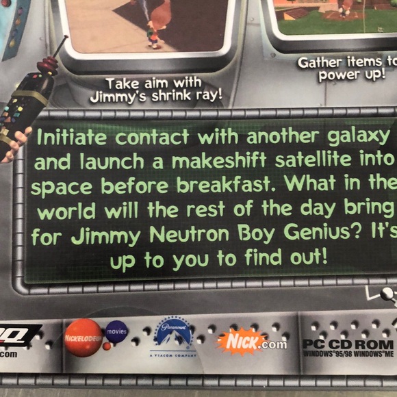 VINTAGE NWOT 2001 PARAMOUNT JIMMY NEUTRON BOY GENIUS THQ CD ROM WINDOWS ME -#504 - Picture 10 of 14